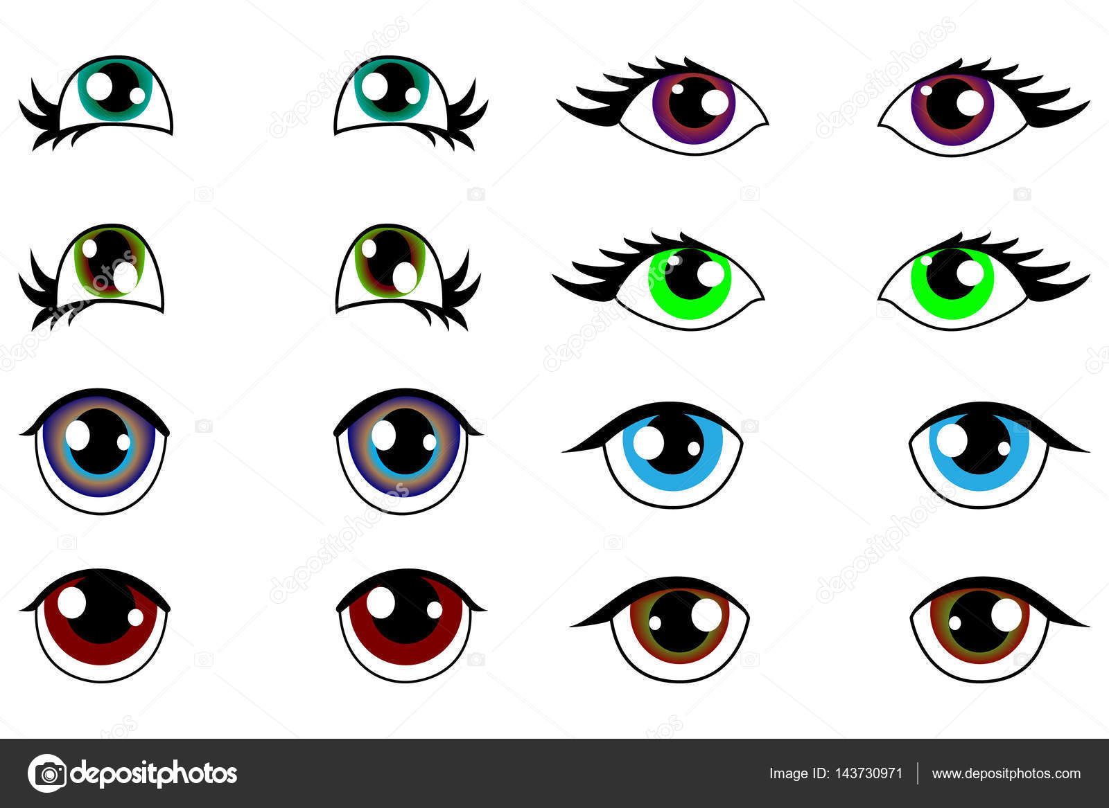 Ojos Anime Kawaii Anime Kawaii Set Of Eyes With Different