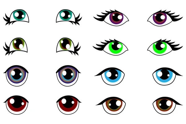 Anime kawaii conjunto de ojos con diferentes emociones — Archivo Imágenes Vectoriales