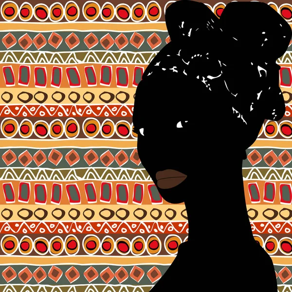 Sombra de una mujer africana con un turbante en la cabeza sobre un fondo — Vector de stock