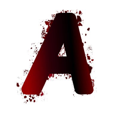Kanlı mektup A noktalar ile kirli. Grunge alfabe. Korkunç harfler