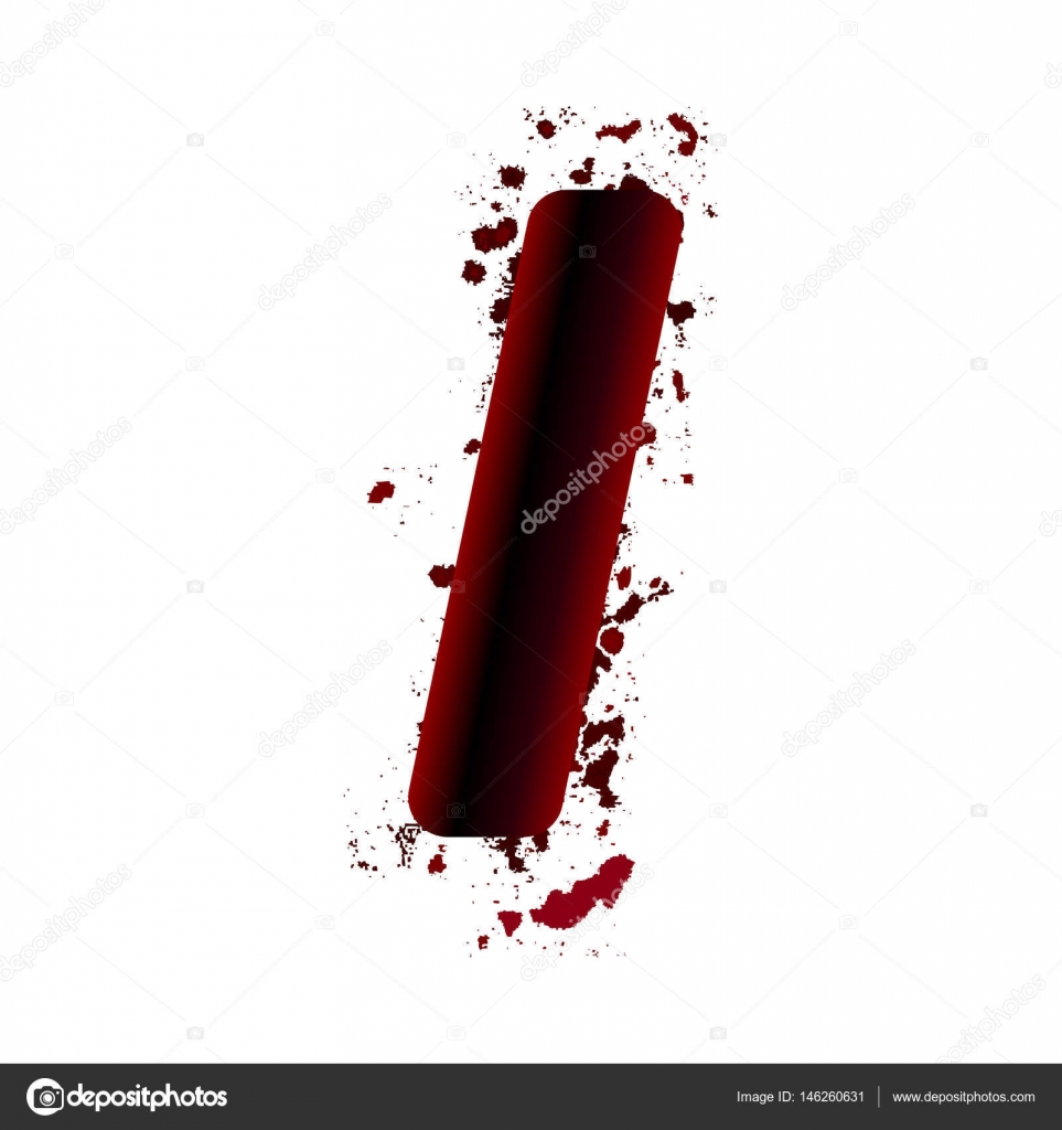 Dirty bloody letter I with spots. Grunge alphabet. Scary letters