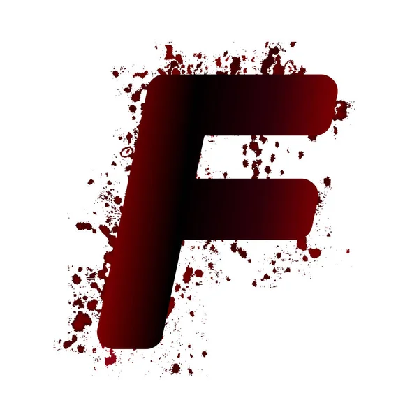 Brudne krwawe litera F z miejsca. Grafika alfabet. Straszny litery — Wektor stockowy