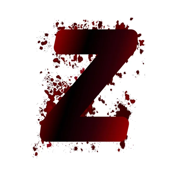 Kanlı mektup Z noktası olan kirli. Grunge alfabe. Korkunç harfler — Stok Vektör