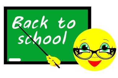 Öğretmen gülen bir işaretçi ile. Okula dönüş. 1 Eylül.