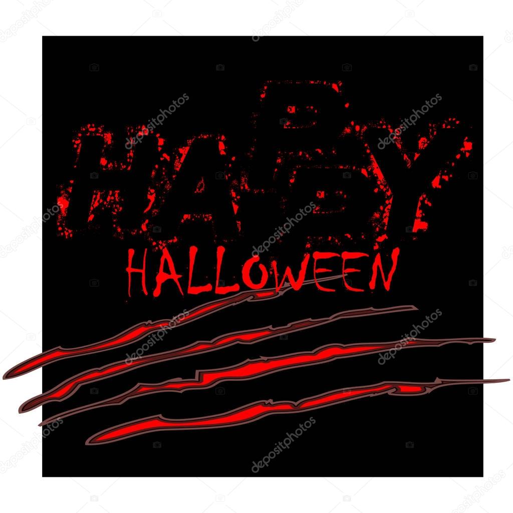 Dirty bloody scary grunge lettering Happy Halloween with spots o