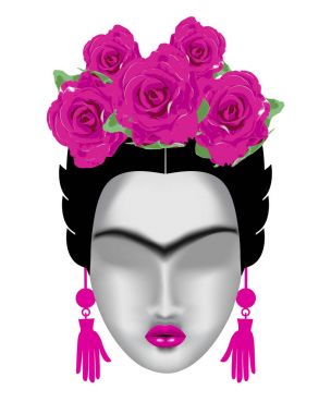 Interpretation of Frida Kahlo. Female face with a mono-eyebrow,  clipart