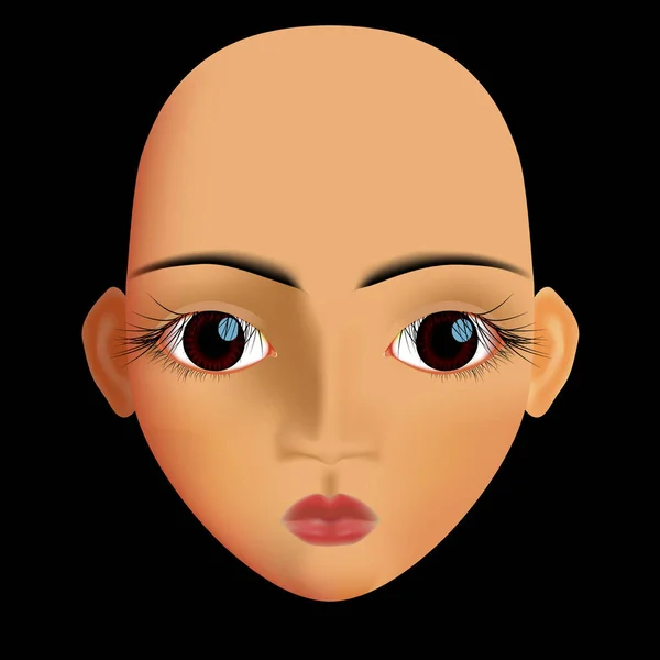 3d visage d'ange femelle à la peau foncée avec un grand bel oeil brun — Image vectorielle