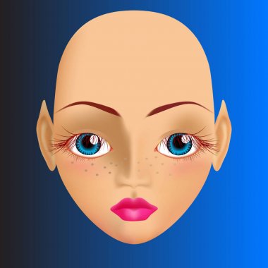 Uzun kırmızı iri mavi gözlü çiller elf ile açık tenli