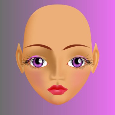 Uzun siyah kirpik ve p ile iri Menekşe gözlü güneş yanığı elf
