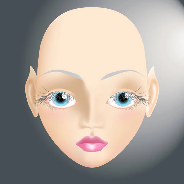 Elfe à la peau claire avec de grands yeux bleu clair avec de longs yeux gris — Image vectorielle