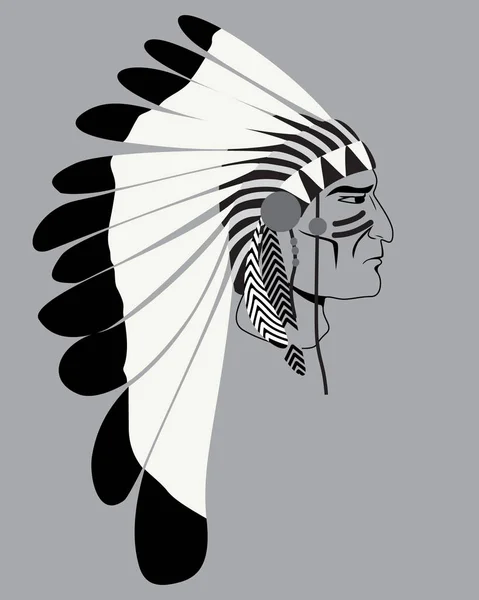Man Native American Indian chief. Logo silhouette of an Injun ch — Stock Vector