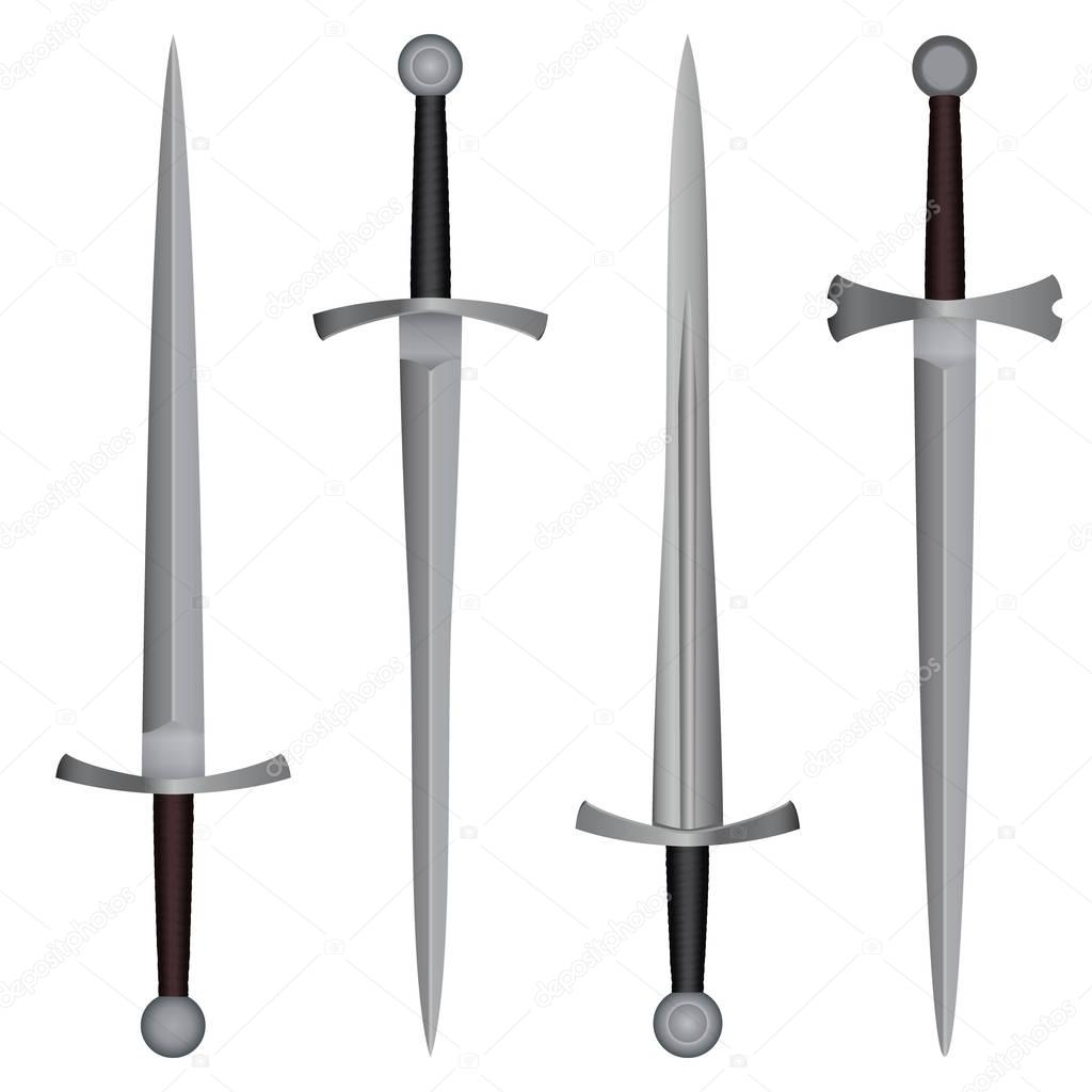 Set of medieval 3d swords.Various blades of swords