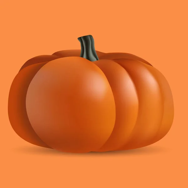 Calabaza naranja madura 3D realista sobre un fondo naranja hecho wi — Vector de stock