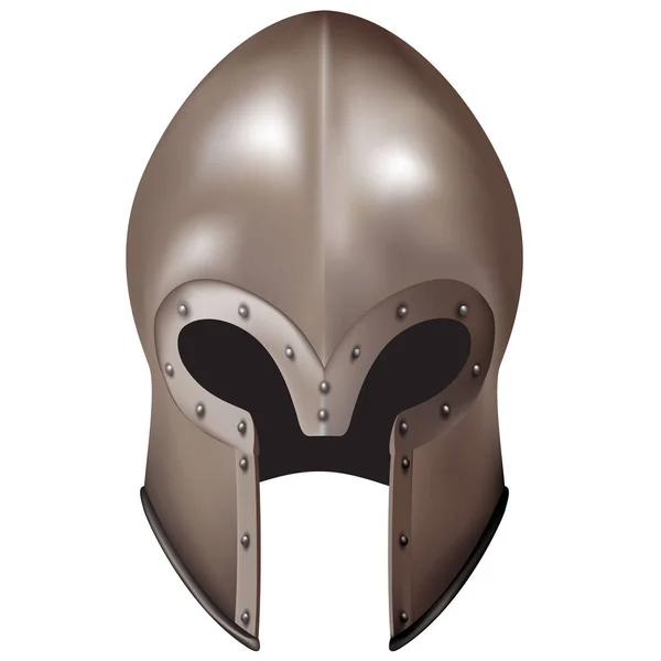 3d medieval Italian closed helmet. Helmet without visor — Stock Vector