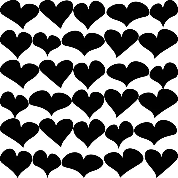 Patrón inconsútil de corazones. Doodle negro corazones fondo . — Vector de stock