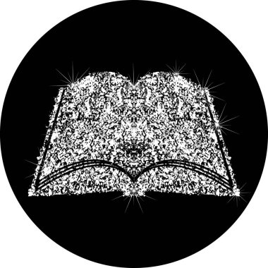 Parlak parlak açık kitap simgesi. Mücevher parlak ICO siluetleri