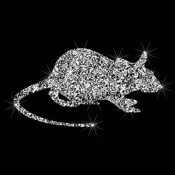 A brilliant icon of the rat. Effect of diamond. Transparent silv — Stock Vector