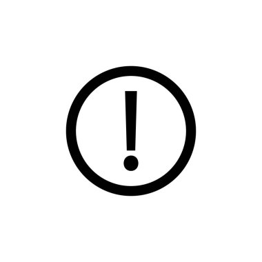 Piktogram ünlem işareti simgesi. Beyaz arka planda siyah simgesi.