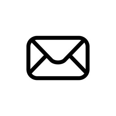 Piktogram zarf simgesi. Beyaz arka planda siyah simgesi.