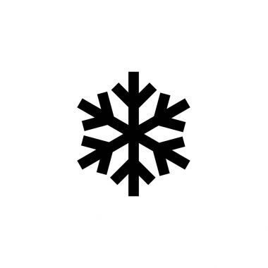 Piktogram kar tanesi simgesi. Beyaz arka planda siyah simgesi.