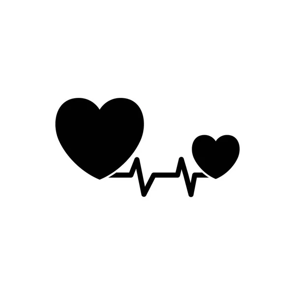 Coração de pictograma com ícone de cardiograma. Ícone preto no backgr branco — Vetor de Stock