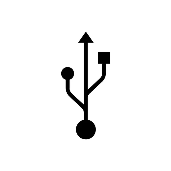 Pictogramme icône USB. Icône noire sur fond blanc . — Image vectorielle
