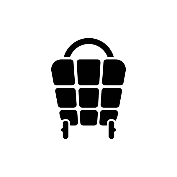 Piktogram alışveriş sepeti simgesi. Beyaz arka planda siyah simgesi.