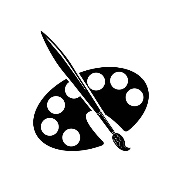 Piktogram boya fırça simgesi. Beyaz arka planda siyah simgesi.