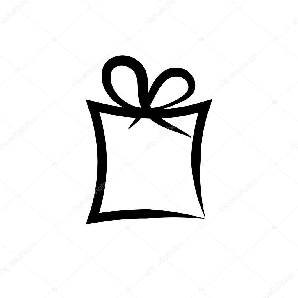 Pictogram gift icon. Black icon on white background.