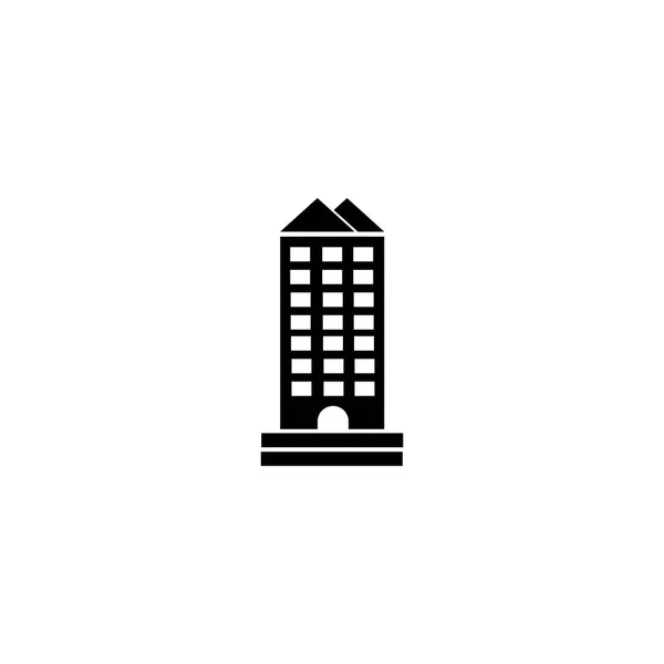 Pictograma icono de edificio de varios pisos. Icono negro sobre fondo blanco — Archivo Imágenes Vectoriales