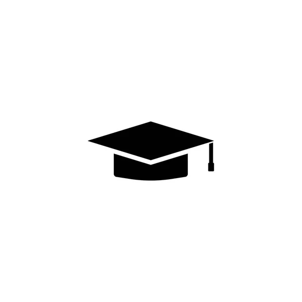 象形图毕业帽图标。白色背景上的黑色图标. — 图库矢量图片
