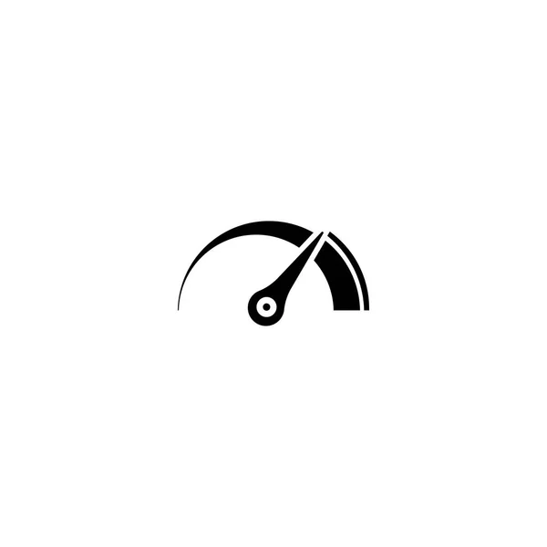 Piktogram ikonę miernika lub prędkościomierz. Czarna ikona na białym backgro — Wektor stockowy