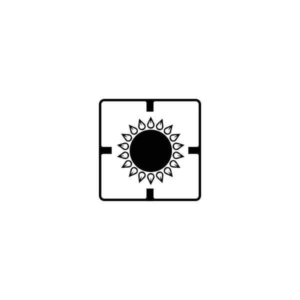 Εικονόγραμμα αέριο σόμπα με φωτιά εικονίδιο. Μαύρο εικονίδιο στο λευκό λεμονάτα — Διανυσματικό Αρχείο