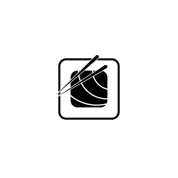 Pictograma icono de rollo de sushi. Icono negro sobre fondo blanco . — Vector de stock