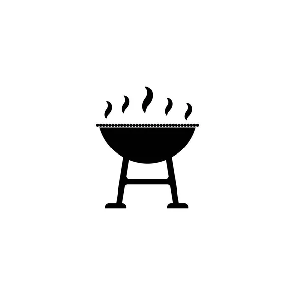 Pictograma barbacoa con icono de humo. Icono negro sobre fondo blanco — Vector de stock