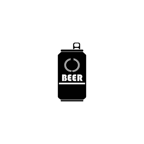Icono de lata de cerveza pictograma. Icono negro sobre fondo blanco . — Vector de stock