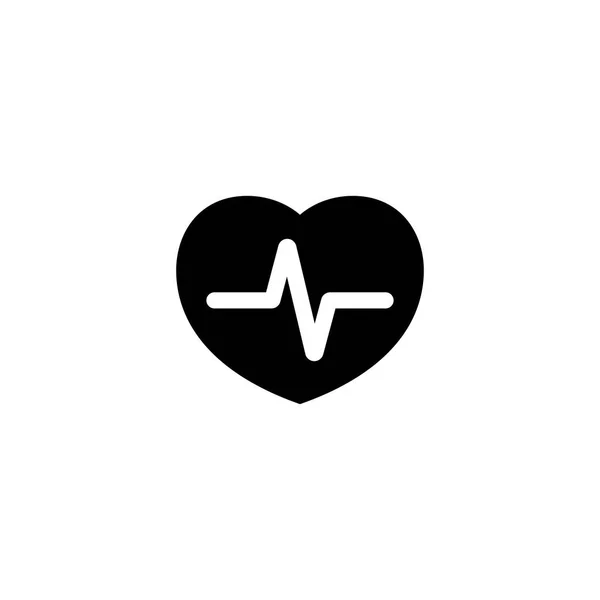 Pictograma corazón sano con icono de cardiograma. Icono negro en whit — Archivo Imágenes Vectoriales