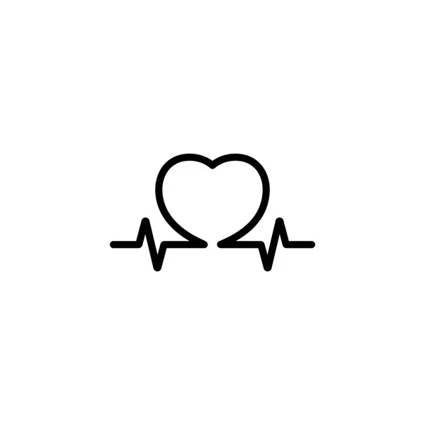 Pictogram hart met cardiogram pictogram. Zwarte pictogram op witte backgr — Stockvector