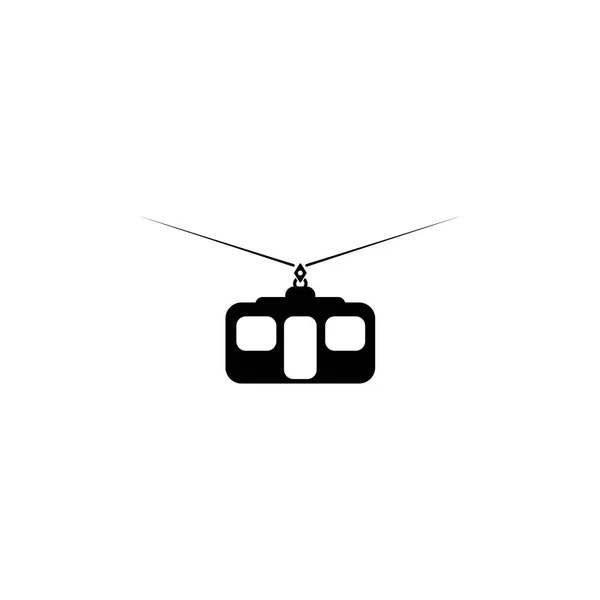 Pictograma icono de la línea del teleférico. Icono negro sobre fondo blanco . — Vector de stock