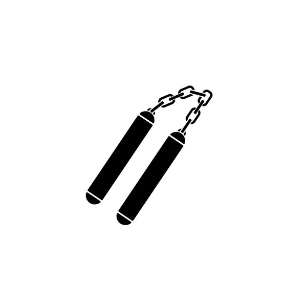 Piktogramm Nunchaku-Symbol. schwarzes Symbol auf weißem Hintergrund. — Stockvektor