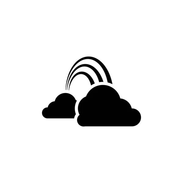 Piktogram chmury i ikona tęczy. Czarna ikona na białym backgro — Wektor stockowy