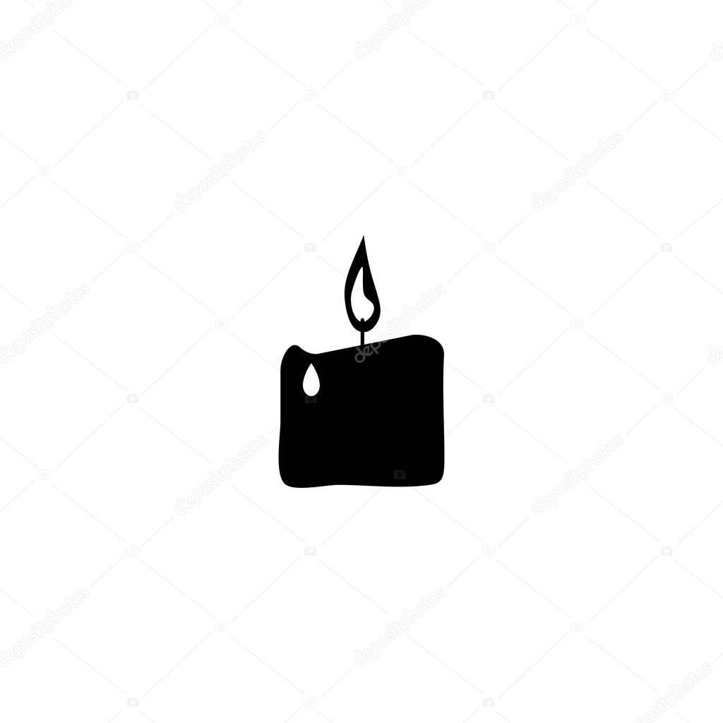 Pictogram burning candle icon. Black icon on white background.