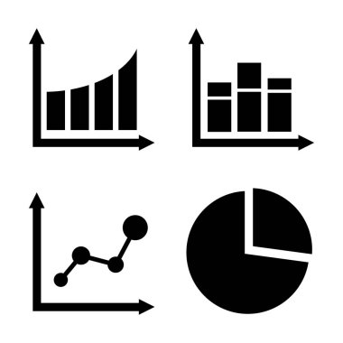 Piktogram diyagram simgesi. Beyaz arka planda siyah simgesi.