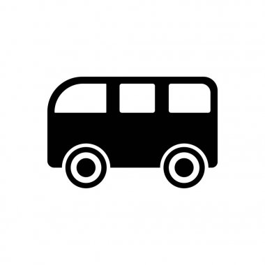 Piktogram otobüs simgesi. Beyaz arka planda siyah simgesi.