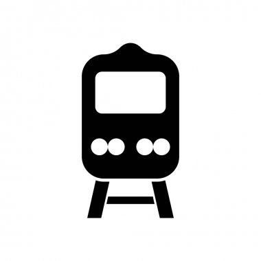 Piktogram tren simgesi. Beyaz arka planda siyah simgesi.