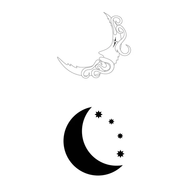 Jeu de 2 vecteurs. Pictogramme icône de lune . — Image vectorielle