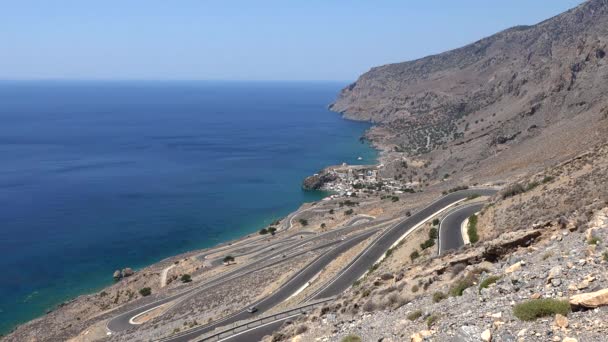 Route Unique Avec Une Vue Magnifique Sur Sud Crète — Video