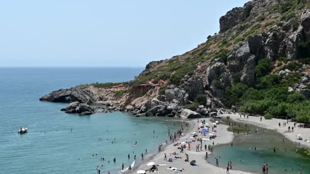 Jezioro Preveli Plaża Południowej Krecie — Wideo stockowe