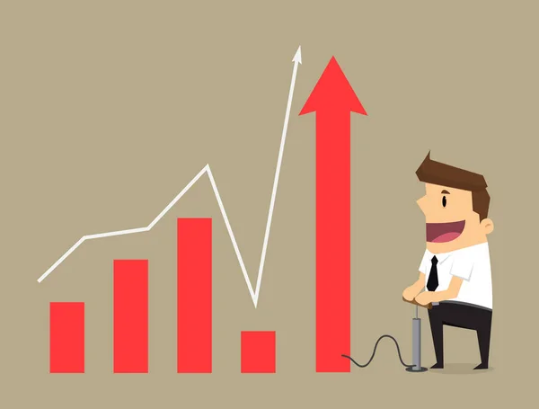 Bir grafik, iş kavramı kadar genç işadamı Pompalar — Stok Vektör