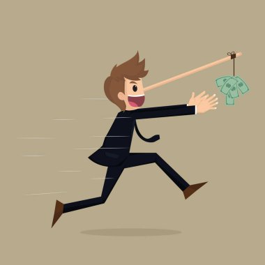 Doları işadamı uzun burun ucunda